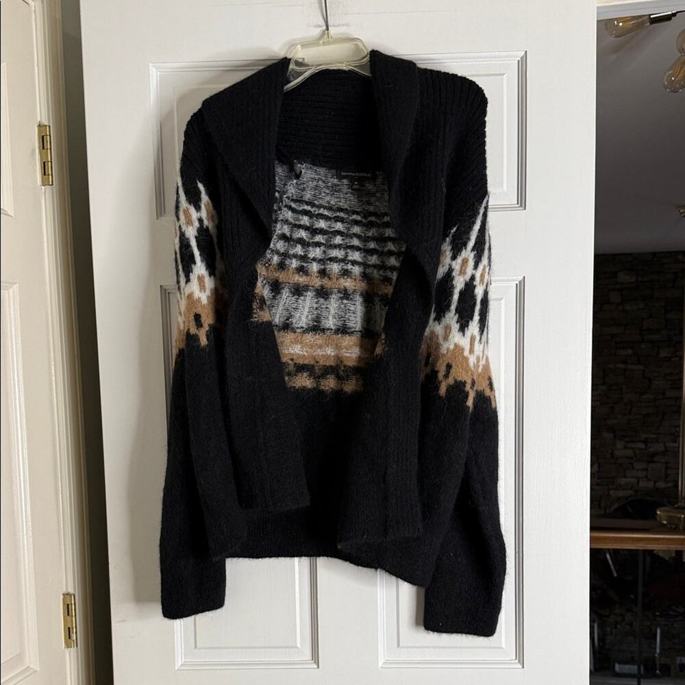 Banana Republic Black and Tan Geometric Cardigan. Alpaca wool. NWT. Medium